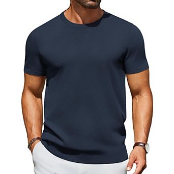 COOFANDY Men' Casul T Shirts Short Sleeve Crewneck Pullover Sweater Summer Knit Basic Tees