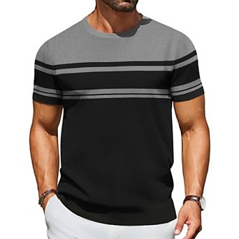 COOFANDY Men' Casul T Shirts Short Sleeve Crewneck Pullover Sweater Summer Knit Basic Tees