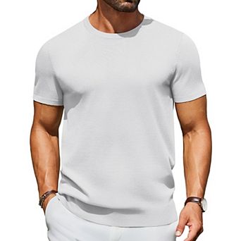 COOFANDY Men' Casul T Shirts Short Sleeve Crewneck Pullover Sweater Summer Knit Basic Tees