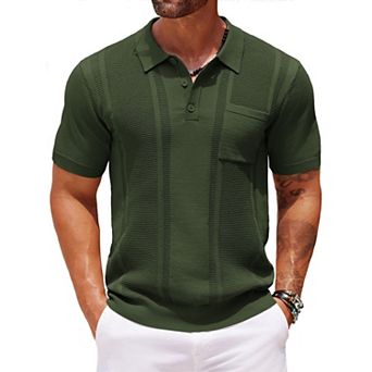COOFANDY Knit Polo Shirts for Men Short Sleeve Textured Polo Shirt Slim Fit Summer Collared T