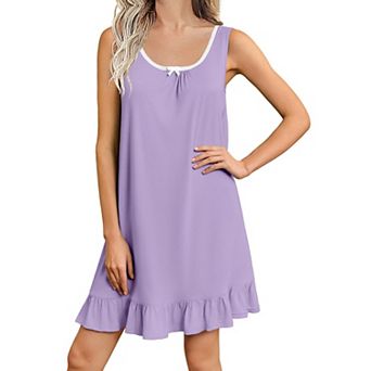 Ekouaer Nightgowns for Women Sleeveless Nightdress Cute Night Gowns Short Sleepshirt Soft Sleepwear