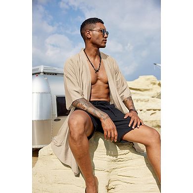 COOFANDY Men' Cardigan Lightweight Cotton Sweater Kimono Style Cloak Open Front Cape