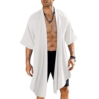 COOFANDY Men' Cardigan Lightweight Cotton Sweater Kimono Style Cloak Open Front Cape