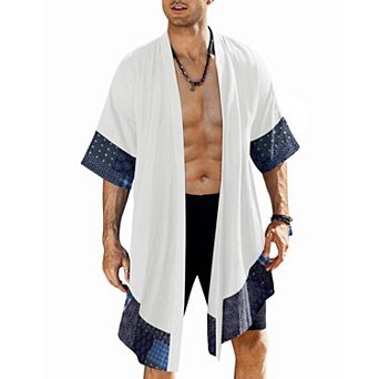 COOFANDY Men' Cardigan Lightweight Cotton Sweater Kimono Style Cloak Open Front Cape