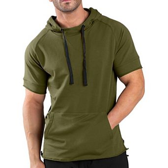 COOFANDY Men' Short Sleeve Sweatshirt workout Athletic hoodies Cotton Short Sleeve Hooded T-Shirts