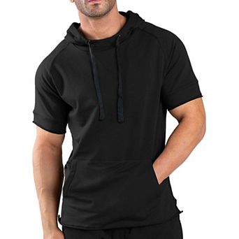 COOFANDY Men' Short Sleeve Sweatshirt workout Athletic hoodies Cotton Short Sleeve Hooded T-Shirts