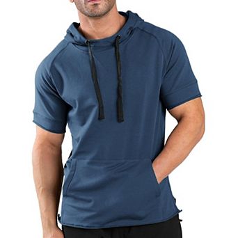 COOFANDY Men' Short Sleeve Sweatshirt workout Athletic hoodies Cotton Short Sleeve Hooded T-Shirts