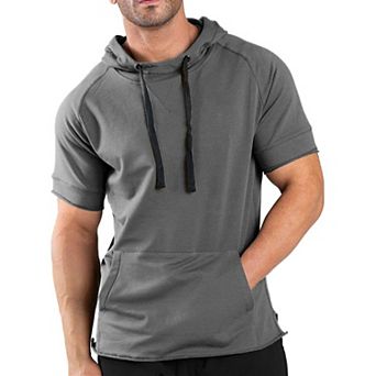 COOFANDY Men' Short Sleeve Sweatshirt workout Athletic hoodies Cotton Short Sleeve Hooded T-Shirts