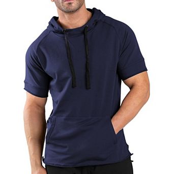 COOFANDY Men' Short Sleeve Sweatshirt workout Athletic hoodies Cotton Short Sleeve Hooded T-Shirts