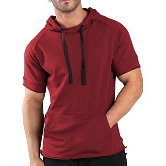 COOFANDY Men' Short Sleeve Sweatshirt workout Athletic hoodies Cotton Short Sleeve Hooded T-Shirts