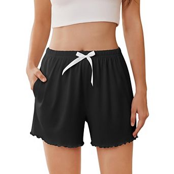 Ekouaer Womens Pajama Shorts Soft Comfy Ruffle Sleep Shorts Casual Elastic Waist Pj Short
