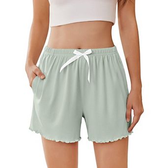 Ekouaer Womens Pajama Shorts Soft Comfy Ruffle Sleep Shorts Casual Elastic Waist Pj Short