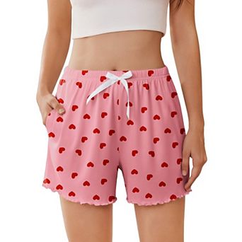 Ekouaer Womens Pajama Shorts Soft Comfy Ruffle Sleep Shorts Casual Elastic Waist Pj Short