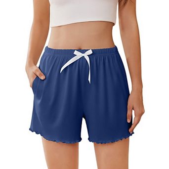 Ekouaer Womens Pajama Shorts Soft Comfy Ruffle Sleep Shorts Casual Elastic Waist Pj Short