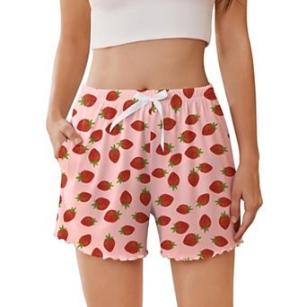 Ekouaer Womens Pajama Shorts Soft Comfy Ruffle Sleep Shorts Casual Elastic Waist Pj Short