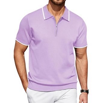 COOFANDY Mens Polo Shirts Short Sleeve Zip Up Polo Shirt Casual Knitted Polo Shirts Dress Polo