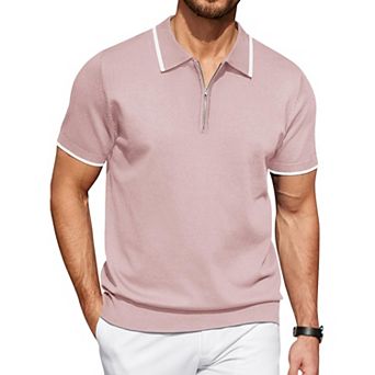 COOFANDY Mens Polo Shirts Short Sleeve Zip Up Polo Shirt Casual Knitted Polo Shirts Dress Polo