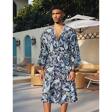 COOFANDY Men' Lightweight Kimono Robe Japanese Bathrobes Open Front Cardigan Cloak with Belt