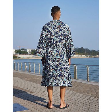 COOFANDY Men' Lightweight Kimono Robe Japanese Bathrobes Open Front Cardigan Cloak with Belt