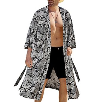 COOFANDY Men' Lightweight Kimono Robe Japanese Bathrobes Open Front Cardigan Cloak with Belt