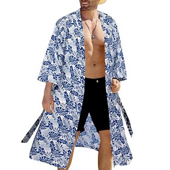 COOFANDY Men' Lightweight Kimono Robe Japanese Bathrobes Open Front Cardigan Cloak with Belt