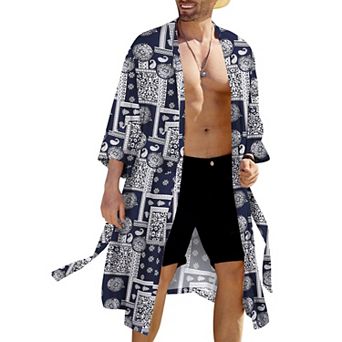 COOFANDY Men' Lightweight Kimono Robe Japanese Bathrobes Open Front Cardigan Cloak with Belt