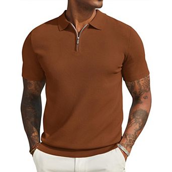 COOFANDY Mens Knit Polo Shirts Short Sleeve Lightweight Casual Golf Shirts Collared T Shirt