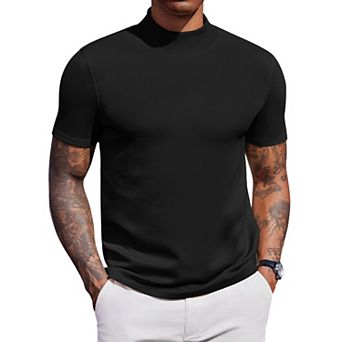 COOFANDY Men' Mock Turtleneck Sweater Short Sleeve Fashion Dress Sweater Slim Fit Soft Underwear