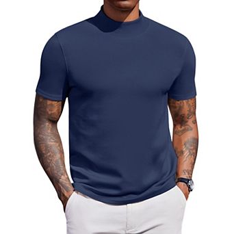 COOFANDY Men' Mock Turtleneck Sweater Short Sleeve Fashion Dress Sweater Slim Fit Soft Underwear