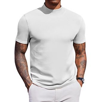 COOFANDY Men' Mock Turtleneck Sweater Short Sleeve Fashion Dress Sweater Slim Fit Soft Underwear
