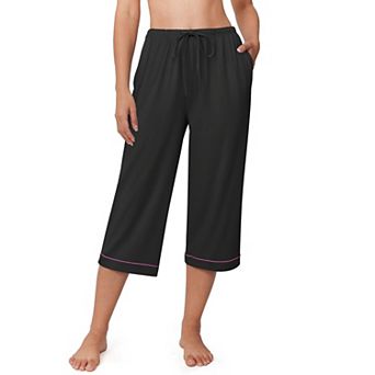 Ekouaer Womens Pajamas Pants Capri Pj Bottoms with Pockets Comfy Drawstring Printed Lounge Soft