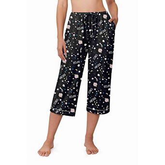 Ekouaer Womens Pajamas Pants Capri Pj Bottoms with Pockets Comfy Drawstring Printed Lounge Soft
