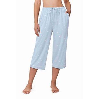 Ekouaer Womens Pajamas Pants Capri Pj Bottoms with Pockets Comfy Drawstring Printed Lounge Soft