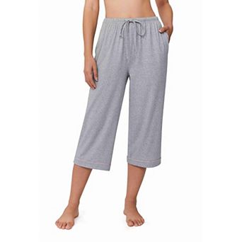 Ekouaer Womens Pajamas Pants Capri Pj Bottoms with Pockets Comfy Drawstring Printed Lounge Soft