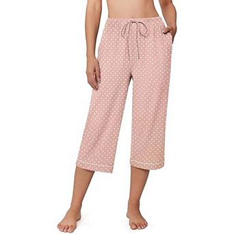 Ekouaer Womens Pajamas Pants Capri Pj Bottoms with Pockets Comfy Drawstring Printed Lounge Soft