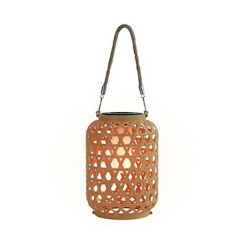 Techko Outdoor Solar Rattan-Style LED Lantern with Handle