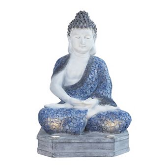 Techko Outdoor Solar Meditating Buddha with LED Spotlight