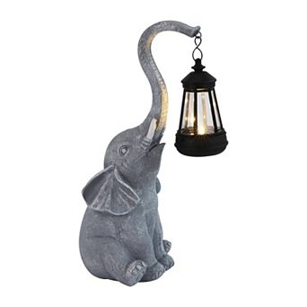 Techko Sunny the Elephant Solar Statue with LED Light