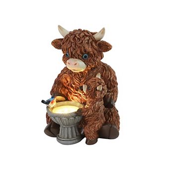 Techko Cow & Calf Solar Garden Statue with LED Light