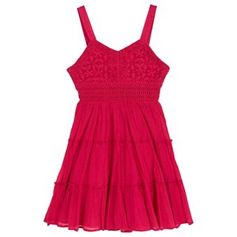 Girls 7-16 Rare Editions Crochet Lace Sweetheart Tie Back Dress