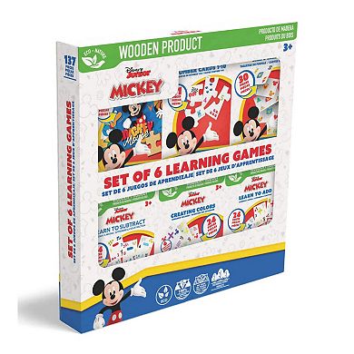 Disney's Mickey 6-Piece Learning Games Wooden Puzzles & Flashcards Set
