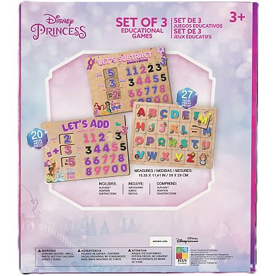 Disney Princess 3-Piece Educational Games Wooden Puzzle Set
