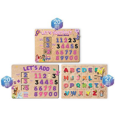 Disney Princess 3-Piece Educational Games Wooden Puzzle Set