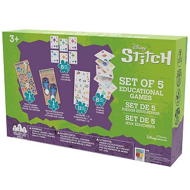 Disney's Stitch 5-Piece Educational Games Wooden Puzzle Set