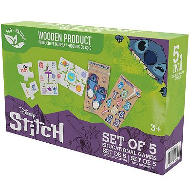Disney's Stitch 5-Piece Educational Games Wooden Puzzle Set