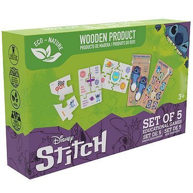 Disney's Stitch 5-Piece Educational Games Wooden Puzzle Set