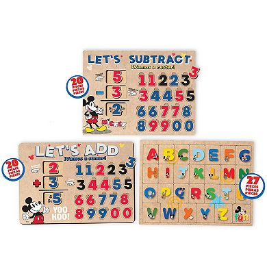 Disney's Mickey Mouse 3-Piece Educational Wooden Puzzle Set