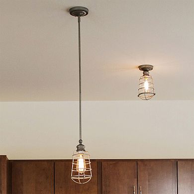 Design House Ajax Industrial Modern 1-Light Indoor Semi-Flush Ceiling Light with Metal Wire Cage