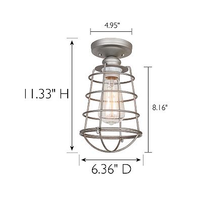 Design House Ajax Industrial Modern 1-Light Indoor Semi-Flush Ceiling Light with Metal Wire Cage