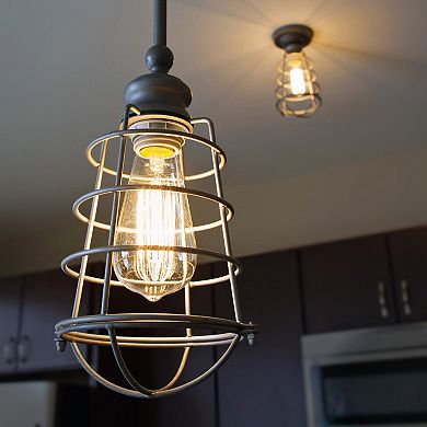 Design House Ajax Industrial Modern 1-Light Indoor Semi-Flush Ceiling Light with Metal Wire Cage